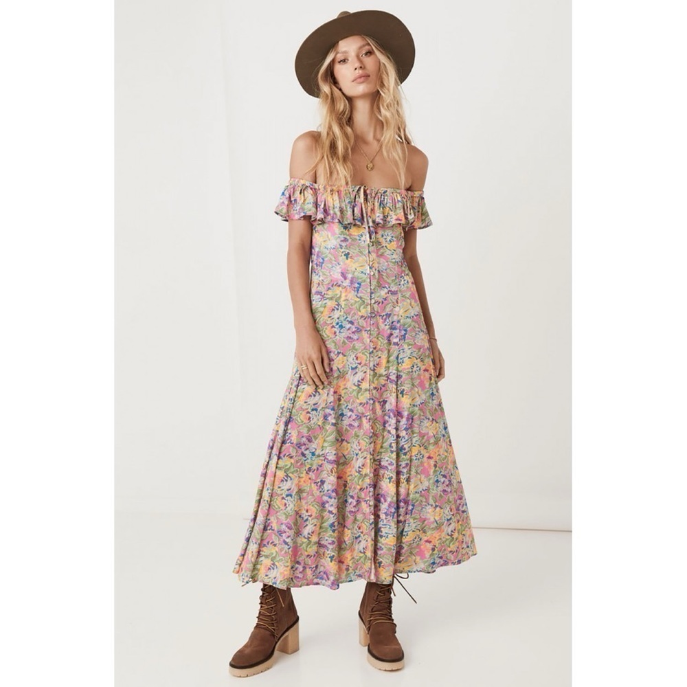 Spell & The Gypsy DOLLY OFF-SHOULDER SUNDRESS in Popsicle Size XXS NWT